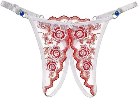 String Pour Femme Sexy Entrejambe Ouvert Ensemble Bikini Broderie Dentelle Slip Sans Spectacle