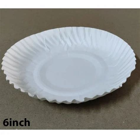 White 6 Inch Disposable Round Paper Plate For Party Snacks Feature