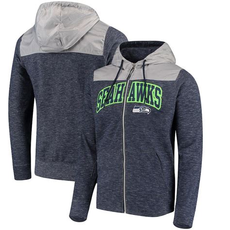 Seattle Seahawks Antigua Exertion Full Zip Hoodie College Navysilver