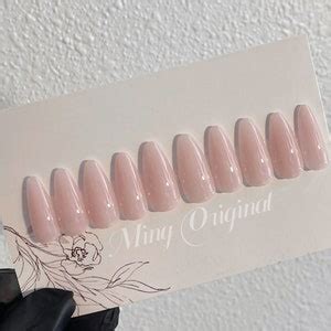 Soft Nude Pink Press On Nails Sheer Color Semitransparent Glue On Nails Reuse Nails Jelly