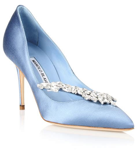 Nadira Blue Satin Pump Manolo Blahnik Savannahs Manolo Blahnik