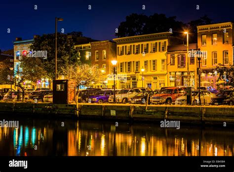 Shops And Restaurants At Night In Fells Point Baltimore Maryland