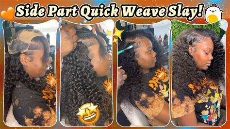 Versatile Quick Weave TutorialShort Curly Hair Side Part Leave Out On