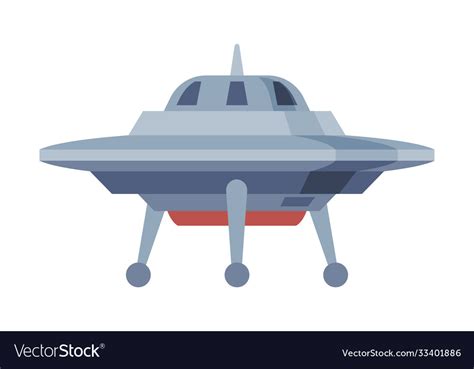 Ufo spaceship round shape flat style Royalty Free Vector