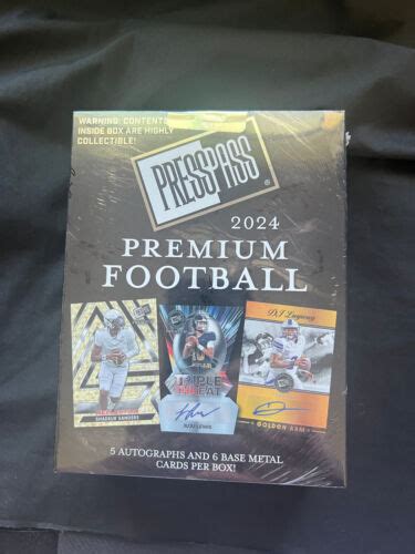 2024 Leaf Press Box Premium Football Factory Sealed Hobby Box 5 Autos