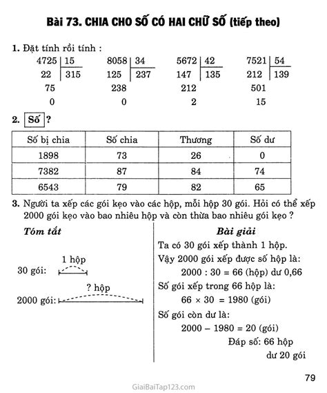 giai vo bai tap toan lop  tap  bai  chia cho   hai chu