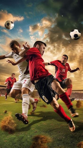 premium photo football action scene  competing soccer players