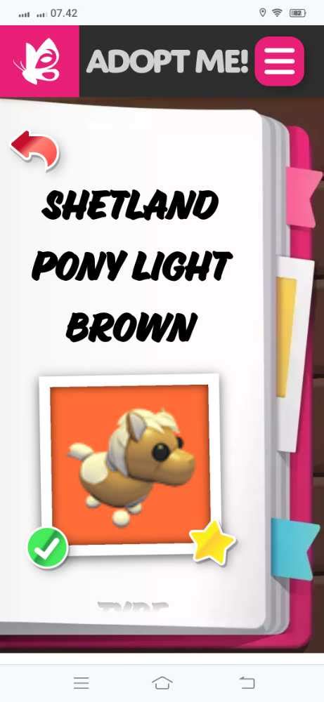 Shetland Pony Light Brown NFR Adopt Me Pet Roblox