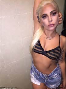 Unleashing Her Wild Side Lady Gaga Strikes A Seductive Pose In Bra And Denim Shorts After A