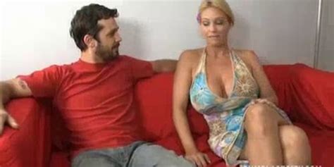 CUM SHOT CITY Busty Milf Welcomes Neighbor With Handjob Tnaflix