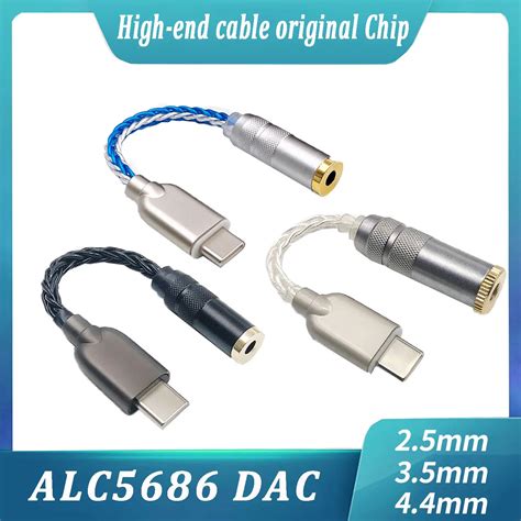 Alc5686 Dongle Type C Dac Headphone Amp Pcm 32bit 384khz 2.5/3.5/4.4mm ...