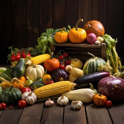 Premium Photo Abundant Autumn Harvest Of Fresh Vegetables