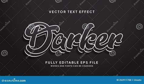 Editable Black Text Effect with Black Background Stock Vector