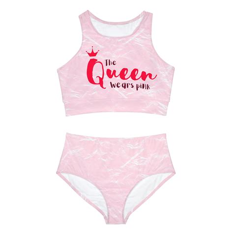 The Queen Wears Pink Sporty Bikini Set Pink Lover Swimwear Cute Bikini Pink Sporty Swimwear