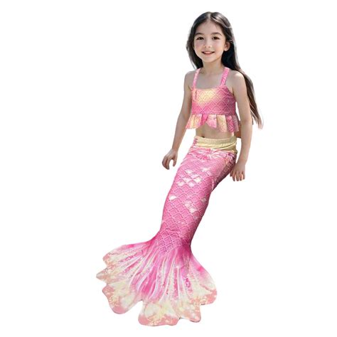 Hiijoy Big Girl S Piece Swimsuit Bikini Fish Tail Set Dress Up Beach Bathing Suits Walmart