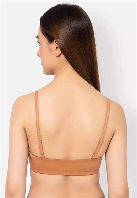 Clovia Clovia Level Push Up Underwired Demi Cup Front Open Plunge Bra In Nude Colour