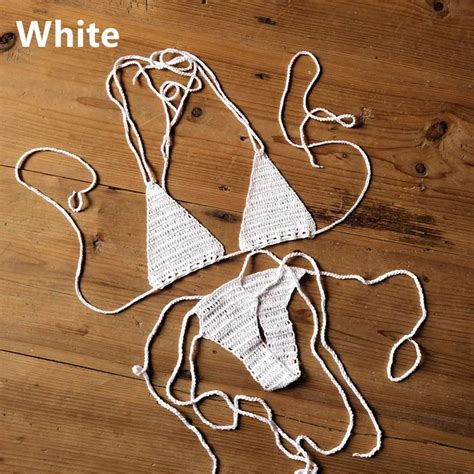 Conjunto De Biqu Ni De Croch Manual Feminino Praia Duas Pe As Monocrom Tico Lingerie Bandagem Jpeg