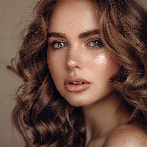 Beautiful Brunette Girl With Perfect Curls Premium Ai Generated Image