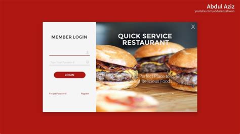 How To Create Modern UI Design Login Form Of Fast Food Restaurant