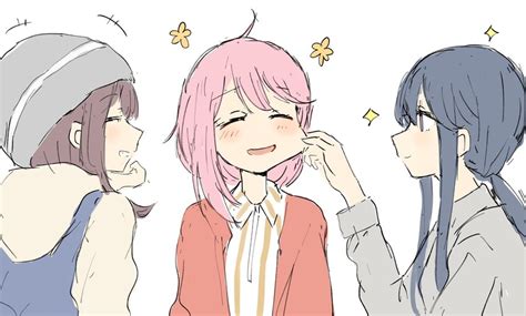 Shima Rin Kagamihara Nadeshiko And Toki Ayano Yurucamp Drawn By