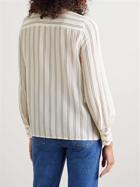 NILI LOTAN Irina Pussy Bow Striped Silk Georgette Blouse NET A PORTER
