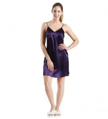 Women Nightgowns Satin Women S Sexy Lingerie Satin Nightgown Full Slip Sleepwear Purple Women