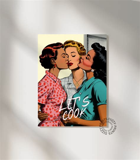 Vintage Lesbian Housewives Poster Print Collection Retro Illustration LGBTQ 1950 S Women Gay