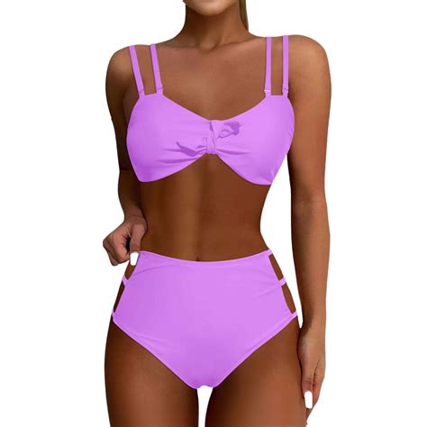 MGCWSH Women S Cheeky V Cut Bikini Set Sexy Piece Swimsui String High Cut Bathing Suit Purple
