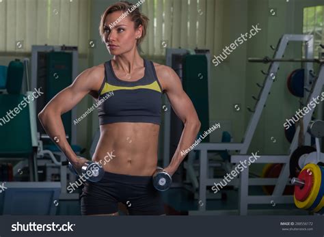 Sexy Athletic Girl Gym Seductive Blonde Stock Photo 288556172 Shutterstock
