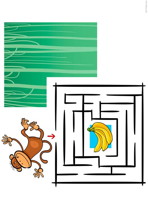 Лабиринт для детей «Обезьянка и бананы» | распечатать