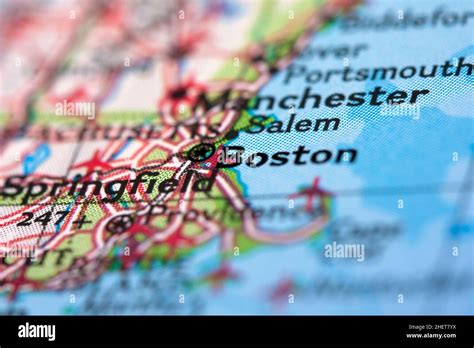 Boston on the map Stock Photo - Alamy