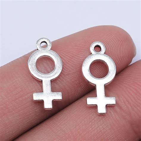 WYSIWYG 40pcs 18x8mm Antique Silver Color Female Symbol Charms Pendant