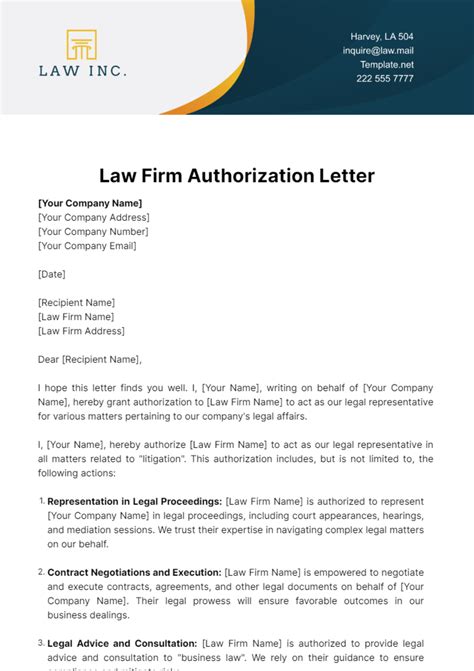 Authorization Letter For Legal Representation - Infoupdate.org