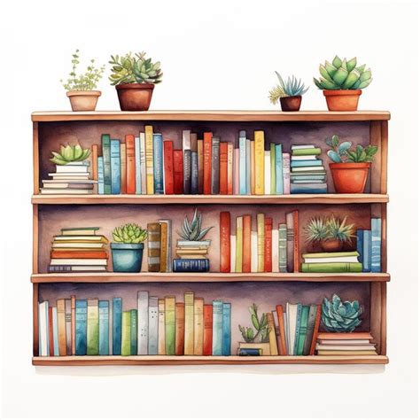 Premium AI Image There Are Many Books On The Shelves With Plants On