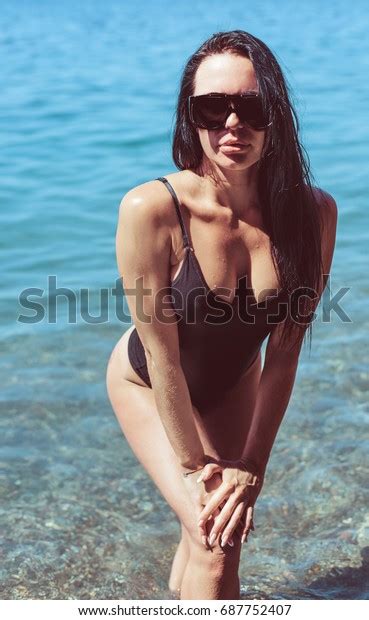 Sexy Brunette On Beach Stock Photo 687752407 Shutterstock