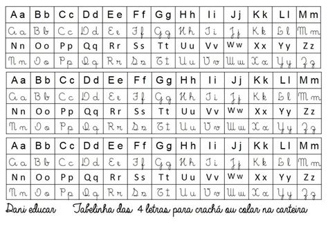 Tabela De Letras Cursivas - Tabela De Letra Cursiva - RETOEDU