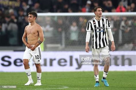 Dusan Vlahovic And Paulo Dybala Of Juventus React Following The Final