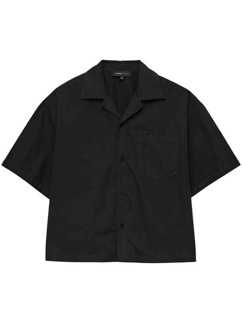 Purple Brand Logo Embroidered Cotton Shirt Black Farfetch