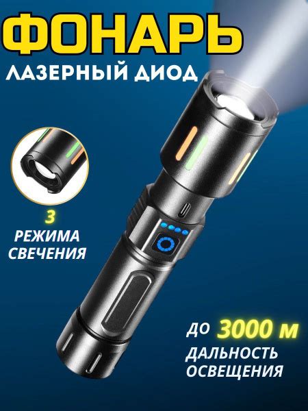 Фонарик аккумуляторный ручной с лазерным диодом - купить с доставкой по ...