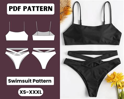Spaghetti Strap Criss Cross Bikini Pattern Bikini Bottom Pattern Swimsuit Pattern Pdf Sewing