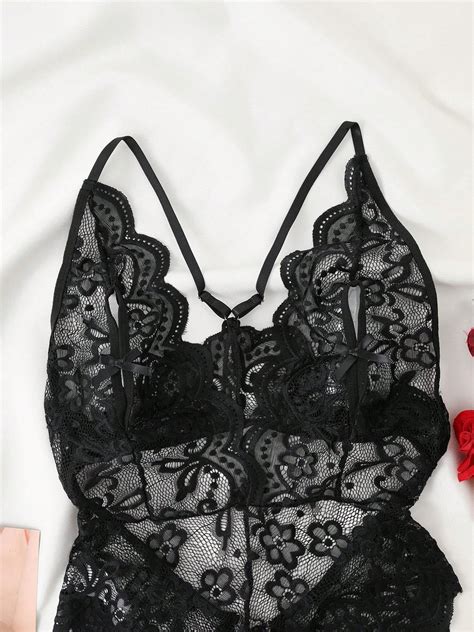 Lace Crotchless Sexy Lingerie Bodysuit Stretchy Temptation Fashionable Personalized Bodysuit
