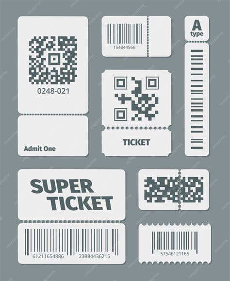 Premium Vector | Tickets with barcode qr code set. Documents standard