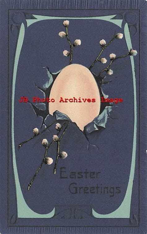 Easter PFB No Egg Pussy Willow Flowers Art Nouveau Other Unsorted Postcard