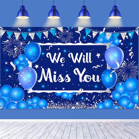 Buy We Will Miss You Banner Party Decorations Navy Blue Silver Going