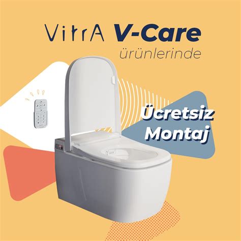 VitrA V Care Comfort Rim ex Beyaz Kanalsız Akıllı Asma Klozet Banyotrendy