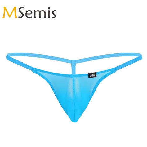 Herren Bademode Mesh Sehen Durch Sheer Dessous Super Low Rise T Zur Ck G String Thongs Bikini