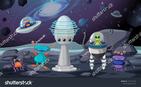 aliens space scene illustration  shutterstock