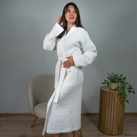 Вафельный халат женский воротник стойка с длинным рукавом YouStar 100% ...