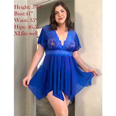 Avidlove Plus Size Lingerie Babydoll Royal Blue Elegance