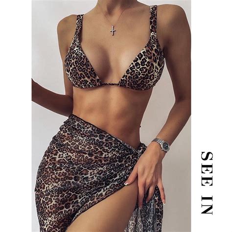 Swimsuit For Women Swimwear In Bikini Swimming Attire Beach Outfit Sexy Leopard Seein